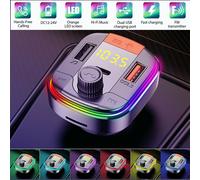 Auto Fm Transmitter Receiver Mp3 Player Colorful LED Lights M3 Wireless Bluetooth-Compatible Pd+qc3.0 Fast Charger Usb Charger Black
