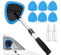 Auto Nettoyeur Vitres Nettoyant Vitres Intérieur Voiture : 9 Pièces Bleu Nettoyeur Pare-brise Rétractable, Kit d'Essuie-glace Auto avec 6 Tampons en Microfibre, 2 Bouteilles Pulvérisateurs, 40 cm