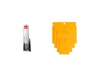 AUTO-PLAST PRODUKT APP PU 50 FC Colle-mastic carrosserie voiuture polyuréthane étanche & HARDY Spatules Flip-Flops Lot de 4 Pièces en Plastique Pour Réparer les Trous Bouton D'inégalité