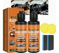 Auto Plastic Black Lotion,Rénovateur Plastique Noir,Formule Premium Imperméable, Augmente la Brillance & Résistant aux UV pour Renovateur Voiture Extérieur et Interieur Polish Plastique (2PC)