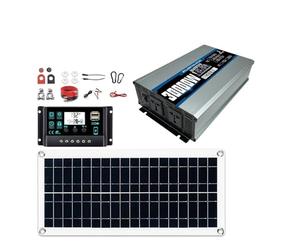 Auto Power Inverter Convertisseur Kit De Système Solaire 30000W 200W Panneau Double Onduleur 12V/24V À 110V/220V (2 Prises) Contrôleur 100A pour Camping Maison