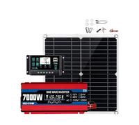 Auto Power Inverter Convertisseur Kit Système Solaire Complet Panneau 7000/300W Onduleur Onde Sinusoïdale pour 12V DC À 110V/220V Contrôleur 100a Camping-Car Maison