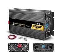 Auto Power Inverter Convertisseur Onduleur Onde Sinusoïdale pour 7000/8000W Double Européenne Puissance 12V DC 220V AC Intelligent Maison Ordinateur Portable Solaire