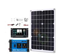 Auto Power Inverter Convertisseur Système Solaire De Secours 6000W Kit Complet 12V À 110V/220V Contrôleur 100A Panneau 500W Onduleur Hors Réseau pour Maison/Camping