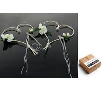 Auto-schmuck so einfach so kreativ Autoschmuck Décoration de Voiture de Mariage avec 2 cœurs réalisés à partir de Roses et de rotin (Blanc 2)