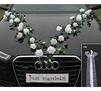 Auto-schmuck so einfach so kreativ Guirlande de Roses pour Voiture de Mariage Décoration de Voiture Blanc
