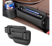 Auto Seat Gap Organisateur avec Porte-gobelet pour B.M.W 1 Série E81 E82 E87 E88, 2 pièces Organisateur Boîte de Rangement Siège Écart de Voiture en Cuir PU, avec Trou de Câble