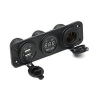 AUTO-STYLE Adaptateur USB d'Encastré 3-en-1 2xUSB 5V-2,1A&1A/Ind. Volt/Prise/Input 12V-24V