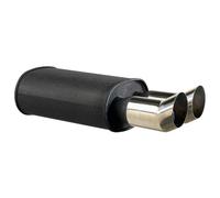 AUTO-STYLE Échappement universel d'acier - 2x76mm DTM - 63,5mm accouplement, Noir