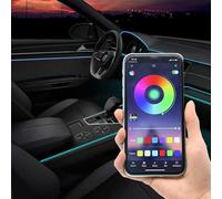 AUTO-STYLE Éclairage d'ambiance intérieur à LED multicolores 10 pièces avec contrôle par application et fibre optique de 8 mètres