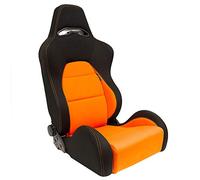 AUTO-STYLE Siège baquet 'Eco' - Noir/Orange - Dossier réglable - incl. glissières