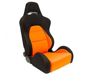 AUTO-STYLE Siège baquet 'Eco' - Noir/Orange - Dossier réglable - in lissières
