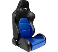 AUTO-STYLE Siège baquet 'Eco' - Noir/Simili Cuir Bleu - Dossier réglable (à droite) - in lissières