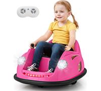 Auto-tamponneuse 12V COSTWAY pour enfants, trottinette électrique Bumper Car pour enfants de 2 à 5 ans (rose)