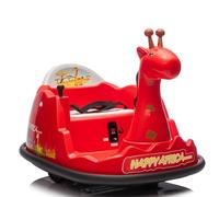 Auto Tamponneuse Électrique Enfant, 6V - Rotation 360°, LED, Musique, Télécommande, Antichoc, Puissance Max 30kg, 2-5 Ans, Rouge