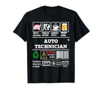 Auto Technician Job Label Skills Sarcasme Whisky Et Café T-Shirt