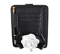 Auto Visor Organizer, Sunglasses Hanger with Ticket Card Pocket, Portable Car Visor Storage Pouch with Multi-Pocket Design, Sun Visor Sunglass Holder for Cars, SUVs, and Trucks, blanc,