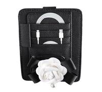 Auto Visor Organizer, Sunglasses Hanger with Ticket & Card Pocket, Portable Storage Pouch, Visor Sunglass Holder SUVs, Trucks, Convenient Accessories for Easy Organization, blanc, riferimento