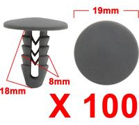 Auto Voiture Rivets en Plastique à Glissière Porte Habillage Les Clips retenue 8mm 100pcs Gris