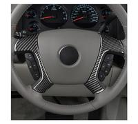 Auto Volant Protecteur Housse Pour Chevy Pour Silverado 2007-2013 Fibre Carbone Look Voiture Volant Bouton Couverture Garniture Autocollant Décoration(Black)