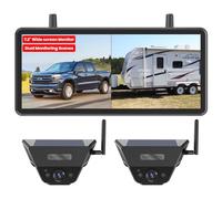AUTO-VOX 2 Magnétique Solaire Camera de Recul sans Fil avec DVR écran 7,2" AHD 1080P : 1 Minute Installation, Rechargeable Caméra de Recul Système pour Camping Car, Caravane, Camion et Remorque