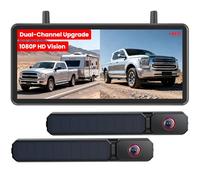 AUTO-VOX Dual Caméra de Recul Sans Fil Solaire : Deux Caméras pour Large Couverture, écran HD 7,2" Split-Screen, Double Antenne, DVR, Caméra de Recul IP69K pour Camping-Car, Camion, Caravane, Remorque