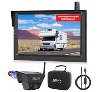 AUTO-VOX Magnétique Caméra de Recul sans Fil Solaire avec Moniteur 5" HD1080P: avec Sac de Rangement, 1 Min Installation Rapide, Portée Signal Stable de 115m pour Camping Car, Camion, Remorques