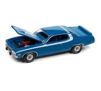 Auto World 64352-AWSP096B Plymouth Road Runner 440 Basin Street Blue with White Stripes and Blue Interior Vintage Muscle Limited Edition to 14910 Pieces Worldwide 1/64 Diecast Model Car by Auto World