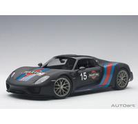 Autoart 77929 - 1/18 Porsche 918 Spyder Weissach Package - Noir Mat / Martini