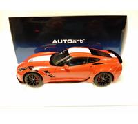 AUTOart- Miniature Voiture Chevrolet Corvette C7 Grand Sport 2017 Echelle 1/18, 71274, Rouge/Blanc
