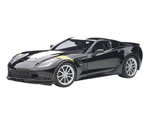 AUTOart - Miniature Voiture Chevrolet Corvette C7 Grand Sport 2017 Echelle 1/18, 71273, Noir/ Blanc/ Jaune