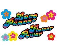 Autoaufkleber, Blumendesign: Love and Peace 05 Rainbow Style