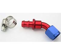 Autobahn88 Embout de tuyau anodisé sans douille en aluminium anodisé - 45 degrés, AN10 (bleu/rouge)