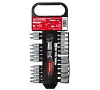 AUTOBEST - Clé à cliquet 26 pièces : 12 douilles + 12 embouts + 1 adaptateur - Réf. 320471