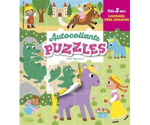 Autoc. puzzles - licornes fees Avec 36 autocollants - Marie Kyprianou - Lito - broché - Document jeunesse