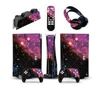 Autocollant 06634 Console Pour PS5 Disc Edition & Digital Sticker Vinyl Decal Cover Pour Ps5 Controller & Charging Station & Headset & Media Remote Revêtement(Disc Version)