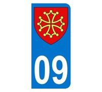 Autocollant 09 avec Blason Midi-Pyrénées Plaque immatriculation Moto (6,3 x 2,9 cm)
