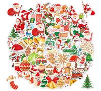 Autocollant 100 Pcs Noël Couleurs Stickers, Imperméable Vinyle Autocollant pour Telephone Ordinateur Portable MacBook Scrapbooking Bouteille Isotherme Valise Guitare Tasse Skateboard Journal