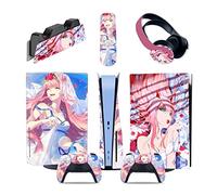 Autocollant 16802 Console Pour PS5 Disc Edition & Digital Sticker Vinyl Decal Cover Pour Ps5 Controller & Charging Station & Headset & Media Remote Revêtement(Disc Version)