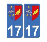 Autocollant 17 avec Blason Charente Maritime Plaque immatriculation Auto (9,8 x 4,5 cm)