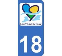 Autocollant 18 avec Logo Nouvelle région Centre-Val-de-Loire pour Plaque immatriculation Auto (9,8 x 4,5 cm)