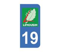 Autocollant 19 avec Logo Officiel région Limousin pour Plaque immatriculation Moto (6,3 x 2,9 cm)