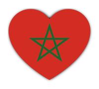 Autocollant : 200 mm, 1 pièce - Drapeau du Maroc Cœur 200 mm 20 cm Résistant aux intempéries pour voiture, ordinateur portable, fenêtre, valise