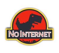 Autocollant : 200 mm, 1 pièce - No Internet Dino Sticker mural pour salle de serveurs, bureau, porte, amusant IT nerd