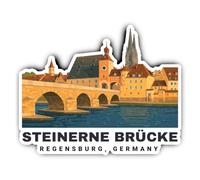 Autocollant : 200 mm, 1 pièce - Pont de pierre Ratisbonne Allemagne Autocollant géant en vinyle ville