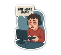 Autocollant : 200 mm, 1 pièce - Sticker Gamer XXL « One More Game » pour mur ou porte