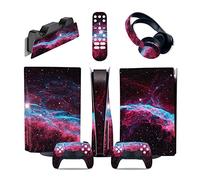 Autocollant 23776 Console Pour PS5 Disc Edition & Digital Sticker Vinyl Decal Cover Pour Ps5 Controller & Charging Station & Headset & Media Remote Revêtement(Disc Version)