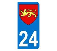 Autocollant 24 avec Blason Aquitaine Plaque immatriculation Moto (6,3 x 2,9 cm)