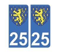 Autocollant 25 avec Blason Franche-Comté Plaque immatriculation Auto (9,8 x 4,5 cm)
