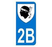 Autocollant 2B avec Blason Corse Plaque immatriculation Auto (9,8 x 4,5 cm)
